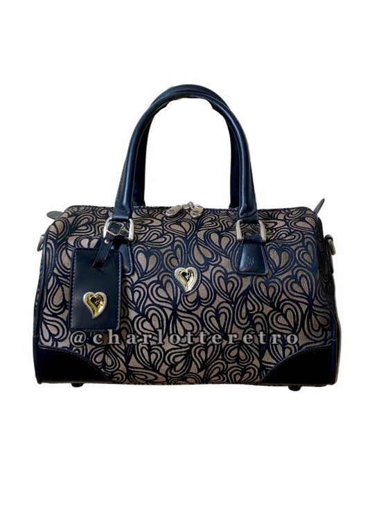Vintage Handbags - vtg DVF • Diane von Furstenburg • All-over Hearts Doctor Bag w Feet